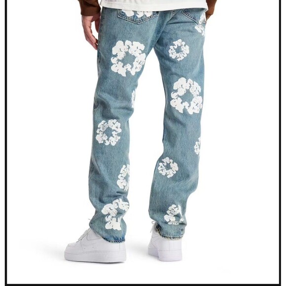 Denim Tears x Levi's 501 Button Fly Cotton Wreath Jean Light Wash Size 38L NWOT - Picture 2 of 11